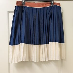 Lands End - Blue and White Pleated Skirt Size 16 Zipper In The Back